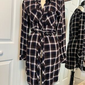 Plaid Button-Up Shirt Dress